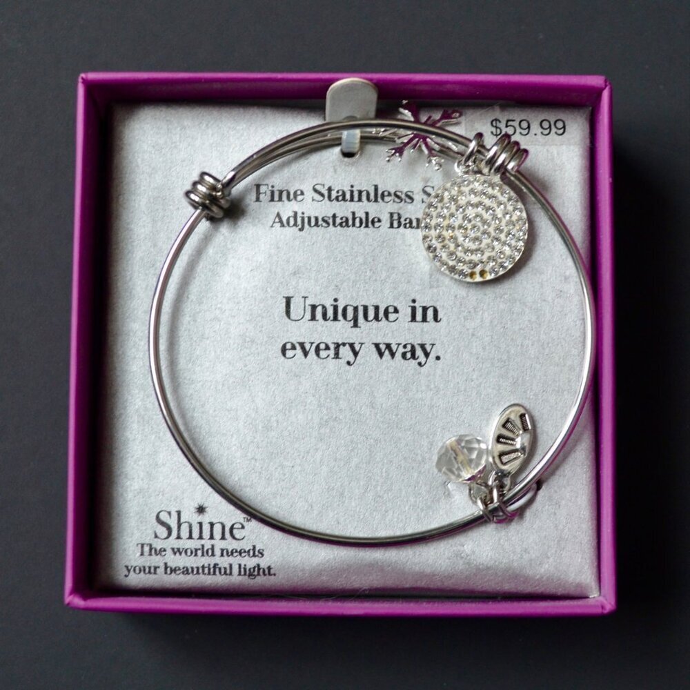 Shine Fine Stainless Steel Adjustable Bangle Bracelet UNIQUE in Every Way New